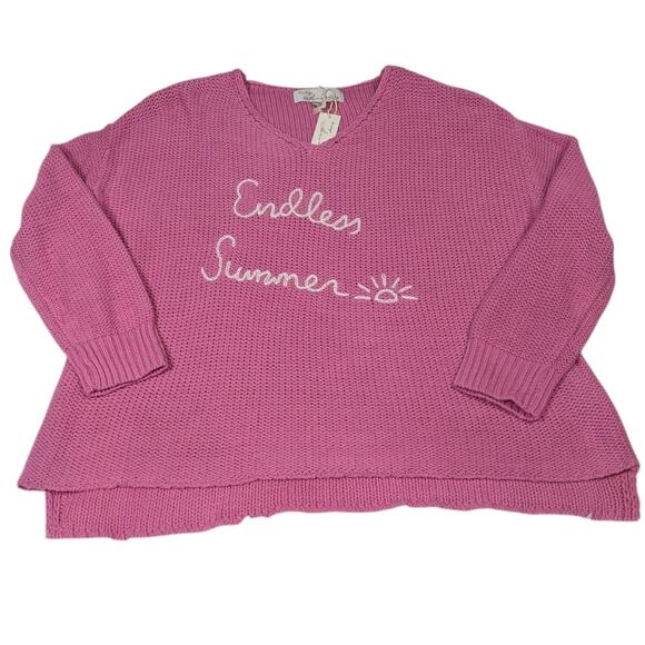 Vintage Havana Endless Summer Chunky Knit Sweater Pink Size Small - Picture 1 of 10